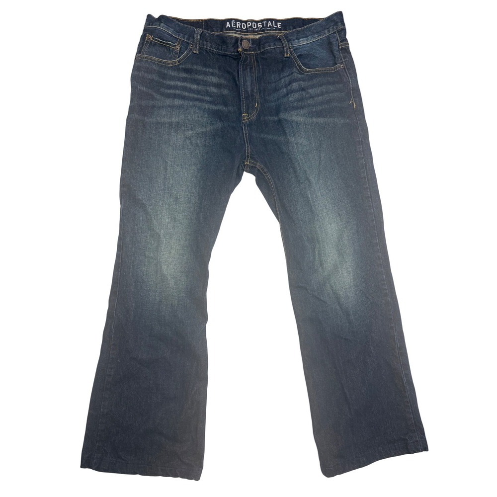 Aeropostale Mens Driggs Slim Bootcut Jeans Dark Wash Denim 38x32